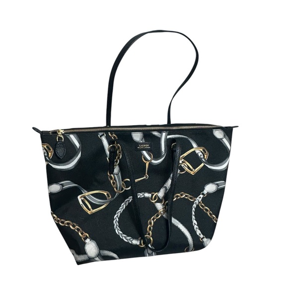 🆕 Ralph Lauren Chadwick black equestrian print Tote Bag - Picture 3 of 13